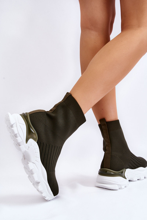 Damskie Wysokie Skarpetkowe Buty Sportowe Zielone Jovie