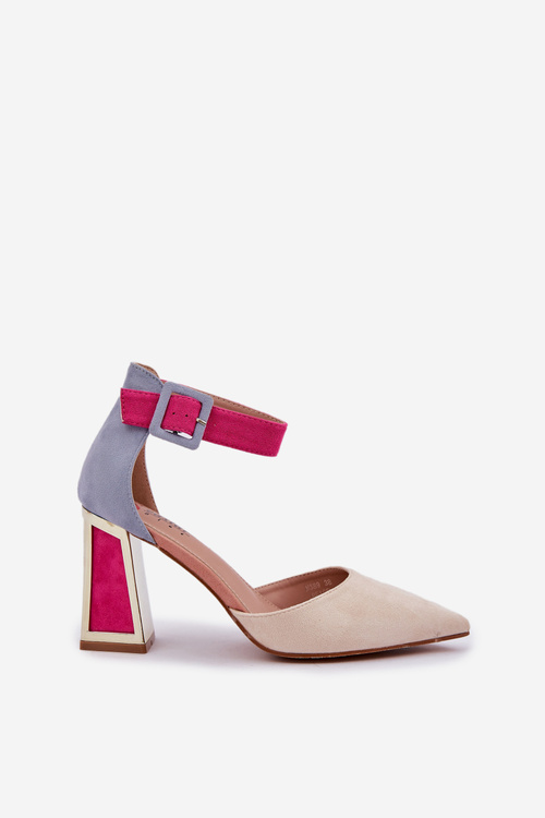 Sandały Na Słupku Ze Szpiczastymi Noskami Jasnobeżowe Gekkaria