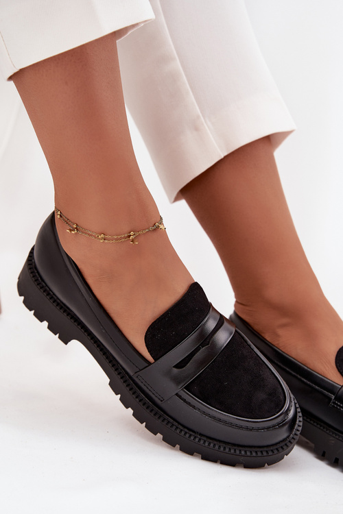 Mokasyny Damskie Z Eko Skóry Czarne Cailen