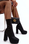 Botki Na Wysokim Słupku Z Suwakiem Czarne Peculia
