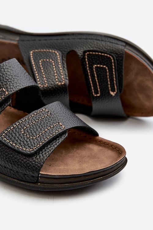 Wygodne Klapki Męskie Z Paskami Na Rzepy Inblu GV00002I Czarne