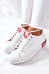 Damskie Skórzane Tenisówki BIG STAR II274032 Biało-Czerwone