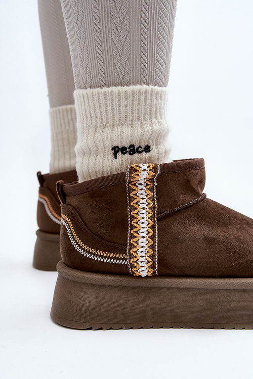 Śniegowce Na Platformie Ze Wzorem Ciemnozielone Udra