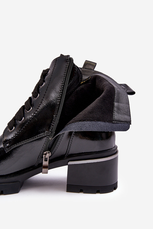 Damskie Lakierowane Botki D&A MR870-97 Czarne