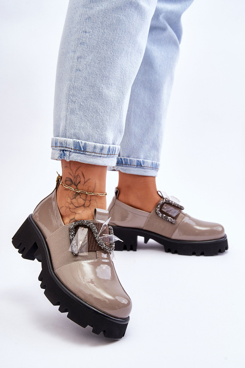 Lakierowane Półbuty Z Ozdobami Szare Keily