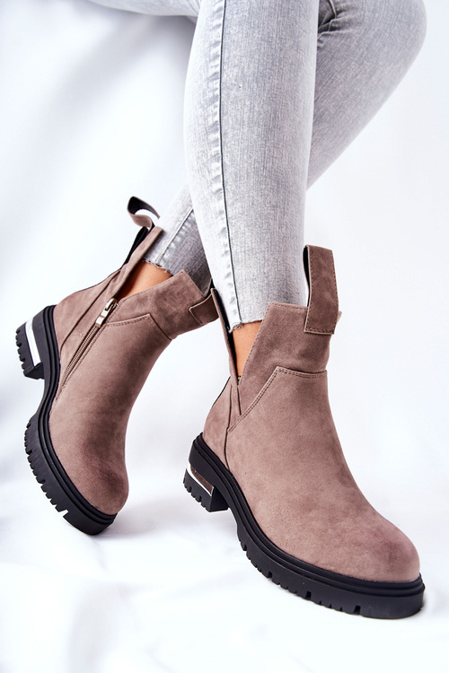 Ocieplane Botki Sztyblety Z Suwakiem Cappucino My Way