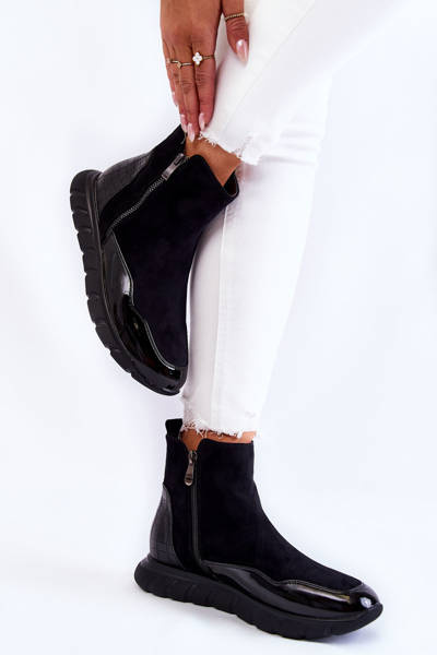 Zamszowe Damskie Botki Sneakersy Vinceza 23-10789 Czarne