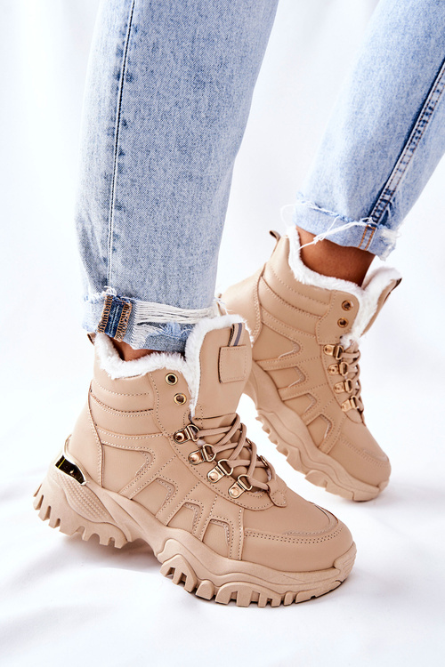 Damskie Ocieplane Trapery Beżowe Hareshaw