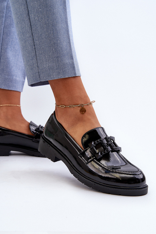 Lakierowane Mokasyny Damskie Z Ozdobą S.Barski HY371A