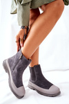 Damskie Botki Sztyblety Skóra Zamsz Big Star II274353 Szare