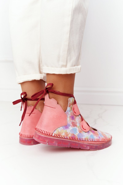 Damskie Skórzane Trzewiki Maciejka Róż 04457-15