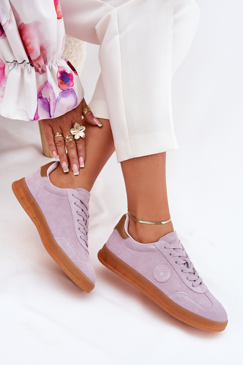 Zamszowe Sneakersy Damskie Big Star RR274850 HI-POLY SYSTEM Fioletowe