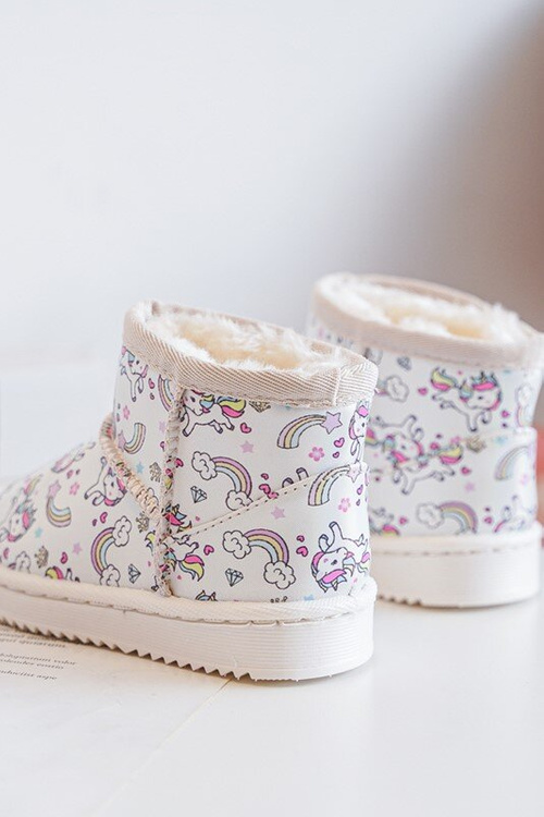 Botki Śniegowce Dziecięce Wzorzyste Beżowe Elenet