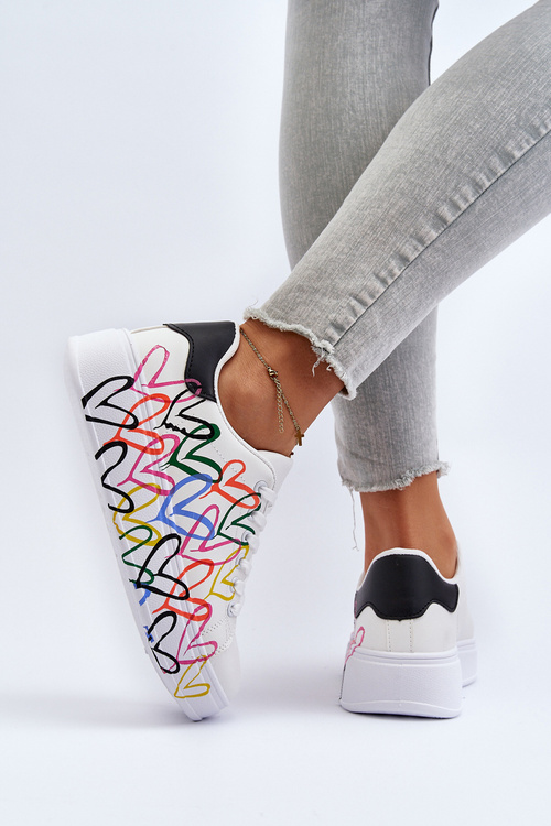 Damskie Sneakersy Z Sercami Białe Claral