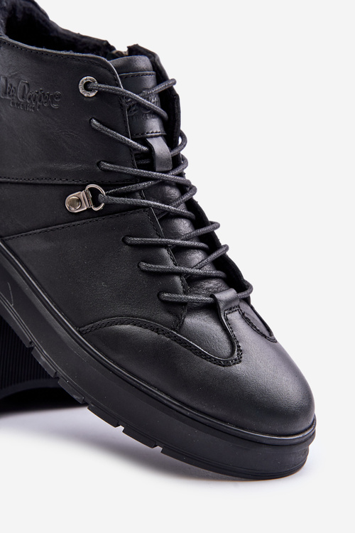 Skórzane Ocieplane Botki Sneakersy Męskie Lee Cooper LCJ-24-33-2913 Czarne