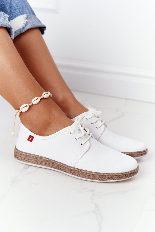 Damskie Sznurowane Espadryle Big Star FF276043 Białe