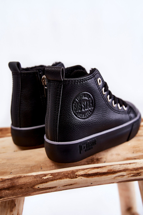 Dziecięce Wysokie Trampki Na Suwak Big Star KK374228 Czarne