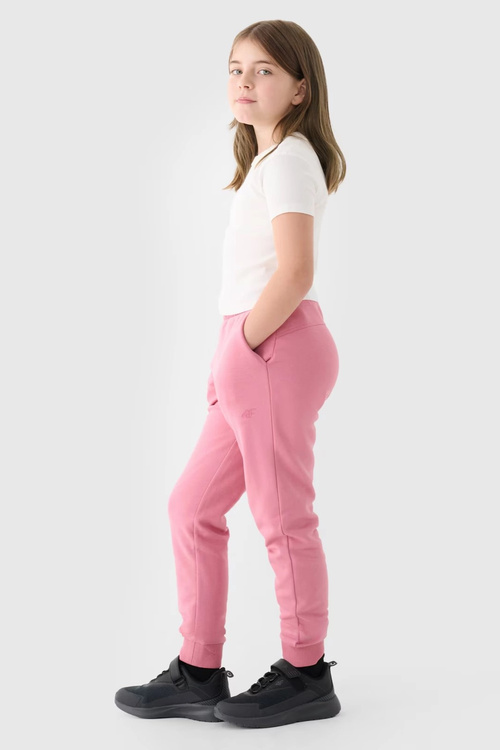 Dziewczęce Spodnie Dresowe Joggery 4F 4FJWMM00TTROF0828-56S Różowe