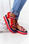 Piankowe Sandały Na Platformie Big Star HH274A102 Czerwone