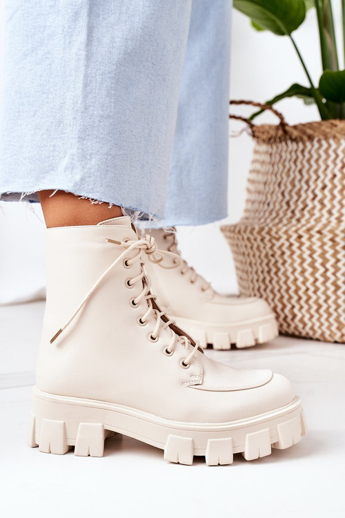 Ocieplane Botki Workery Beżowe World Is Mine