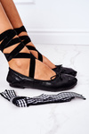 Wiązane Baleriny Lu Boo Czarne 