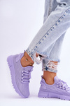 Damskie Wsuwane Buty Sportowe Sneakersy Fioletowe Rosett