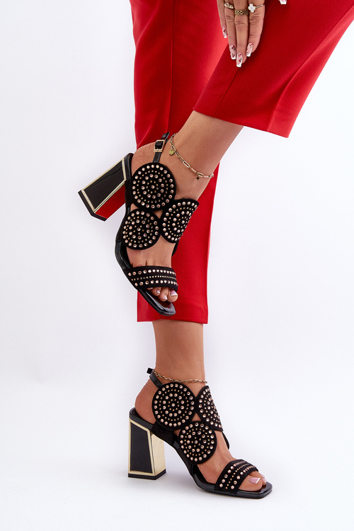 Zdobione Sandały Na Słupku D&A CR026 Czarne