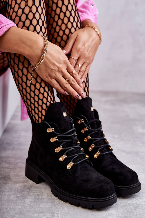 Klasyczne Damskie Zamszowe Botki Czarne Telma