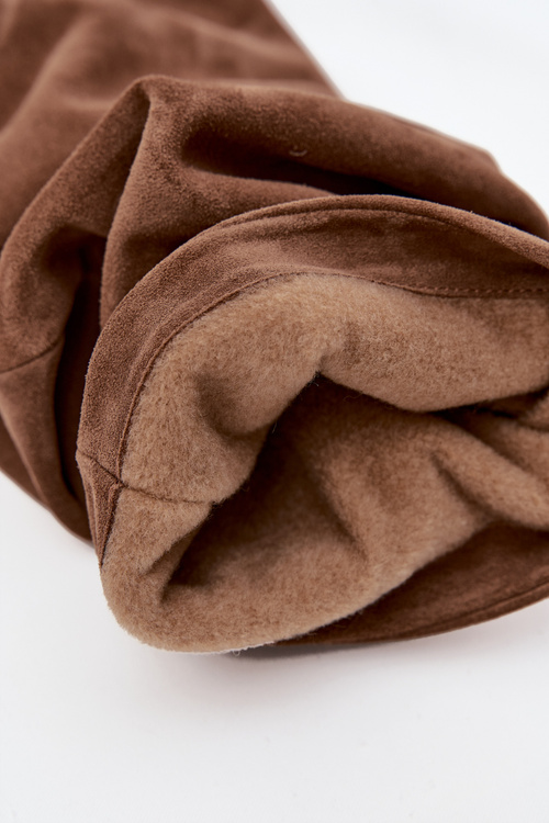 Marszczone Kozaki Z Naturalnego Zamszu Na Słupku Ocieplane Zazoo 4228 Jasnobrązowe