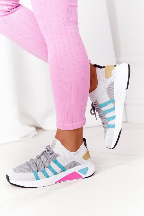 Damskie Sportowe Buty Memory Foam Big Star HH274531 Biało-Szare