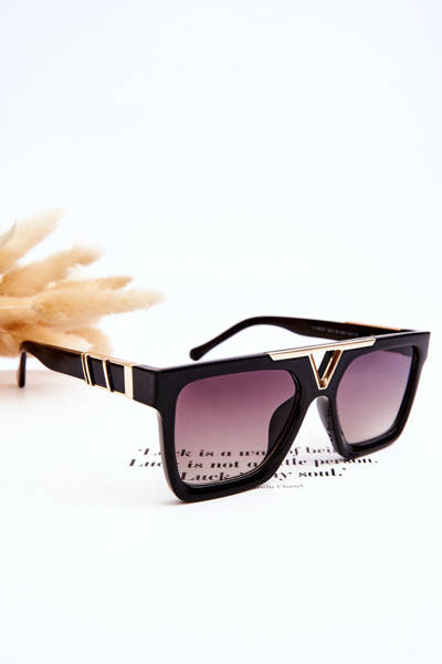 Damskie Okulary Przeciwsłoneczne V130037 Czarno-Złote