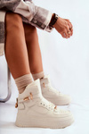 Damskie Ocieplane Wysokie Buty Sportowe Beżowe Lexa