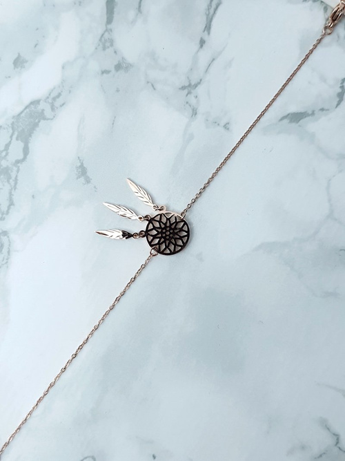 Damska Bransoleta Na Łańcuszku Łapacz Snów Różowe Złoto Melody