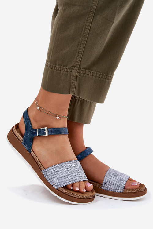 Sandały Damskie Z Plecionką Na Pasku Inblu GS000050 Niebieskie