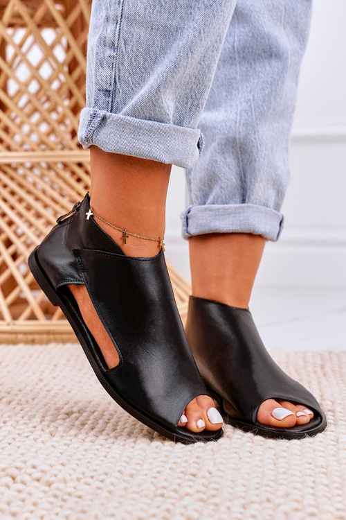 Damskie Skórzane Sandały Nicole 2622 Czarne