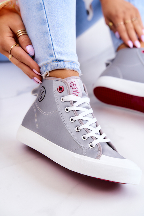 Damskie Wysokie Trampki Cross Jeans JJ2R4057C Szare