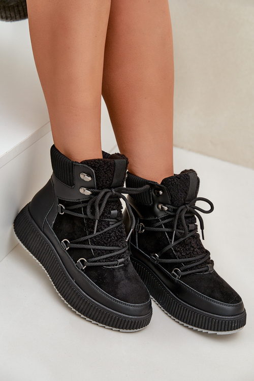 Niskie Śniegowce Na Platformie Czarne Naliora