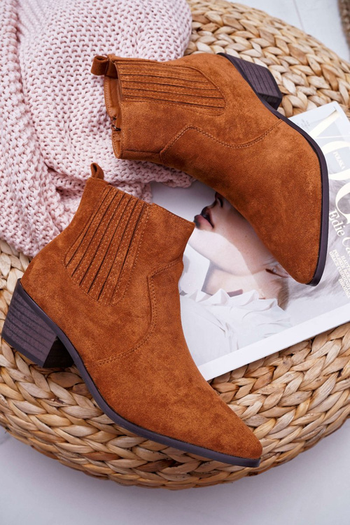 Botki Damskie Płaski Obcas Camel Umberco