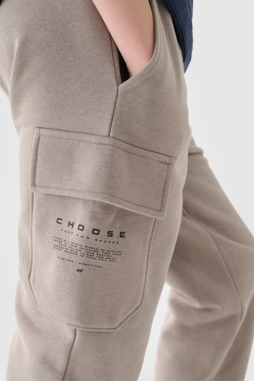 Spodnie Chłopięce Dresowe Joggery 4FJWAW24TTROM760-26S Szare