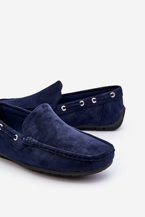 Męskie Zamszowe Wsuwane Mokasyny Granatowe Rayan