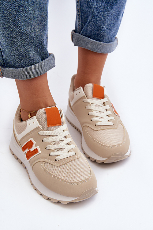 Buty Sportowe Sneakersy Damskie Beżowe Lifari