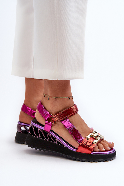 Sandały Damskie Na Koturnie D&A CR954 Fioletowe