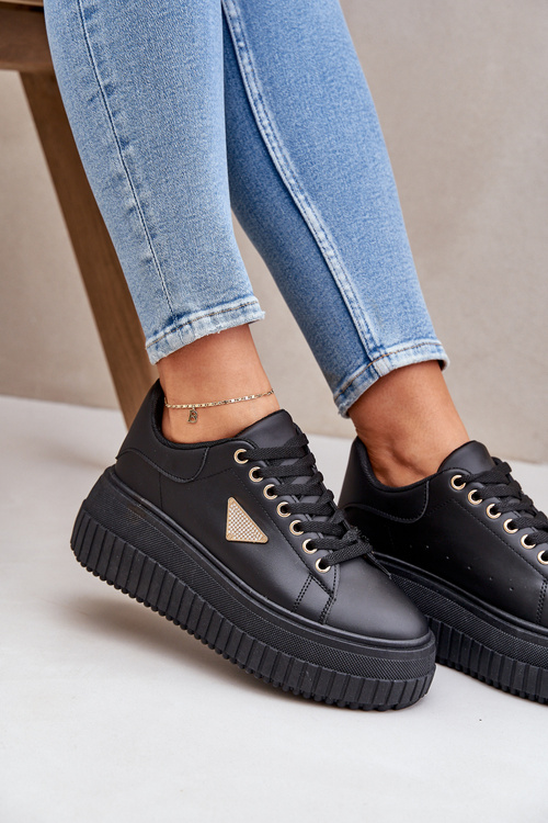 Stylowe Sneakersy Na Masywnej Platformie Czarne Vallexia