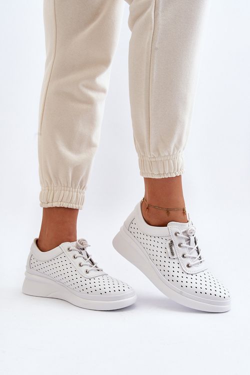 Damskie Skórzane Trampki Sportowe Buty Białe Brumia