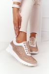 Sneakersy Na Koturnie Z Cekinami Lu Boo Beżowe 