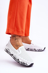Skórzane Ażurowe Wsuwane Tenisówki Slip-On Białe Gedra