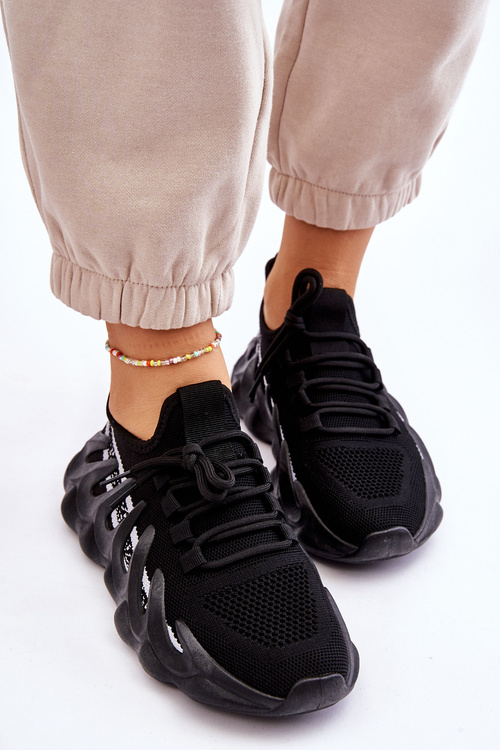 Damskie Modne Skarpetkowe Sneakersy Czarne Daxo