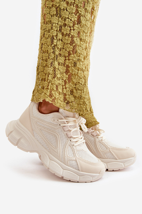 Buty Sportowe Sneakersy Damskie Beżowe Timoci