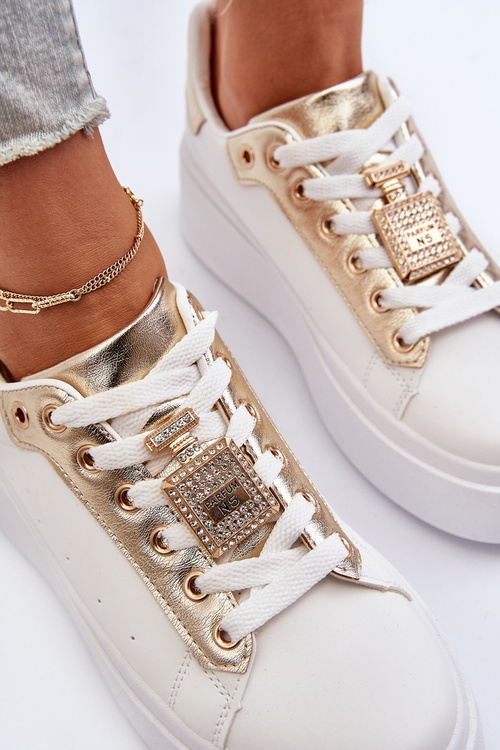 Sneakersy Damskie Z Ozdobą Białe Celedria