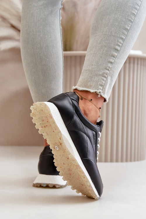 Damskie Sneakersy Buty Sportowe Z Eko Skóry Big Star OO274024 Hi-Poly System Czarne